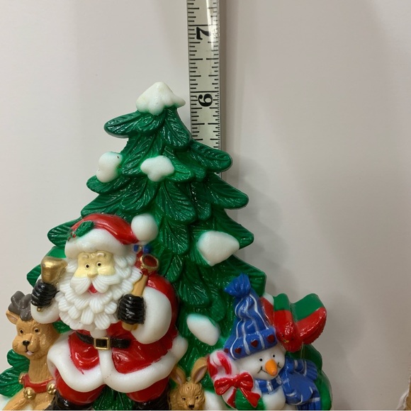 💕2/$20💕 Vintage Plastic J.S.N.Y Santa Scene Snowman Reindeer 6” Wall Hanging - Picture 4 of 14